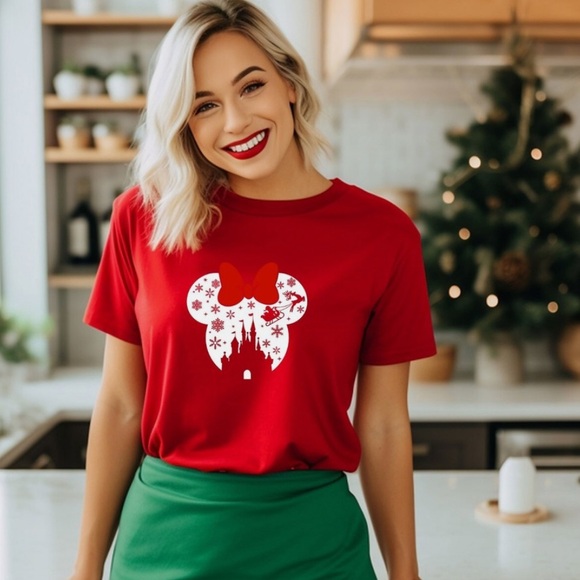Tops - Red Minnie Mouse Ear Graphic T-Shirt